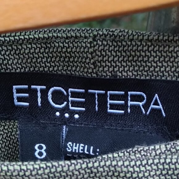 Etcetera Forest Green Straight Leg Trousers Distressed Pocket Border Detail Sz 8 - Picture 4 of 9